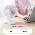Quạt tích điện 2 cổng sạc, quạt mini để bàn pin 4000mah dùng liên tục đến 15h, quạt tích điện để bàn cỡ lớn xoay tự động. 