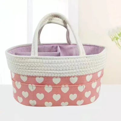 Baby Diaper Bag Baby Diaper Caddy Organizer Bag Nursery Storage Basket Portable Holder Bag Baby Shower Portable Storage Bag Nursery Storage Bin Car Storage Basket for Wipes Toys Tote Bag