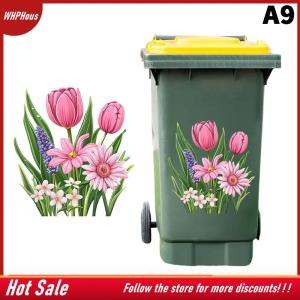 【COD】🔥🔥🔥 Sunflower Trash Can Stickers Floral Wheel Trash Can Stickers Self-Adhesive Waterproof PVC Decals For Walls Bathroom Home Decor