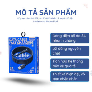 Dây sạc nhanh CB01 (A-L) 20W 3A bền bỉ truyền dữ liệu ổn định nhờ khả năng sạc nhanh