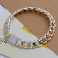 【Hot item】 New 925 Sterling Silver Solid 8/10mm Chain Bracelet Men Women Chain Noble Wedding Jewelry Charms Party Birthday. 