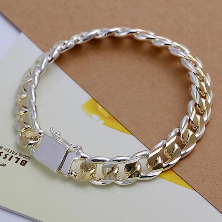%E3%80%90Hot%20item%E3%80%91%20New%20925%20Sterling%20Silver%20Solid%208/10mm%20Chain%20Bracelet%20Men%20Women%20Chain%20Noble%20Wedding%20Jewelry%20Charms%20Party%20Birthday%20-%20Image%202