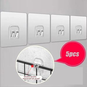 ตะขอสองชั้นติดผนังแบบมีกาวในตัวตะขอแขวนในห้องครัวห้องน้ํา