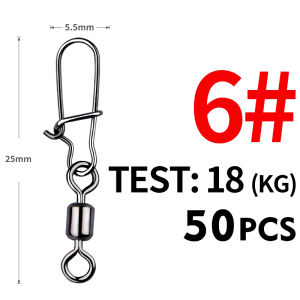 50Pcs 2/4/6/8# Swivel Interlock/Snap Rolling Fishing Connector/Konektor Memancing Snap Rolling