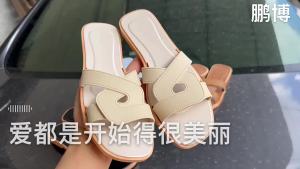 [Free Shipping] New womens summer macaron cross-strap flip-flops fashionable flat beach sandals for women