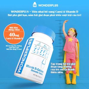 Viên Nhai Bổ Sung Canxi & Vitamin Wonderplus Giảm Đau Nhức Xương Khớp Giúp Xương Chắc Khoẻ Hộp 60 Viên