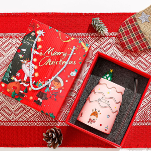 【SG】Christmas Gift Set Christmas Mug Xmas Coffee Mugs 500ML with Festive Holiday Designs Gift for Family Friend