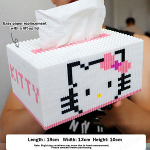 [Ready Stock] Hello Kitty Tissue Box Building Blocks - 3D Puzzle DIY Craft Kit Cute Birthday Gift Useful Functional Blocks Game