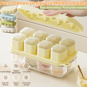 Soft Press Silicone Ice Cube Tray Press Ddown Design Home Use Food Grade Square Ice Mold