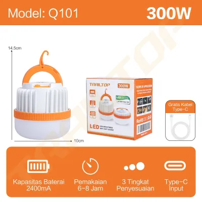 TrailTop Lampu Emergency 400wat 600wat Lampu Gantung Camping lamp Super Terang Charger USB C