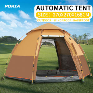 Automatic Outdoor Tent Waterproof Double Layer Outdoor Camping Family Tent 4-5 People Double Door Portable Tent Large Family Camping Tent
