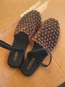 Unique Fishnet Woven Hollow Roman Sandals For Women New Summer Fisherman Flat Round-Toe Closed-Toe Mules