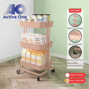 ACTIVEONE 3 Layer Storage Cart PP Plastic With Wheels Storage Rack Kitchen Living Room Movable Trolley Troli Dapur Bilik Mandi Penyimpanan Berlapis - Fulfilled by ACTIVEONE