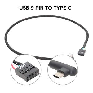 USB 9Pin กับสายเคเบิล Type C ป้องกันสัญญาณรบกวนสายตาข่ายป้องกันช่วยเพิ่มความมั่นคงและความเร็ว60ซม