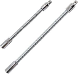 3/8 Flexible Socket Extension Flexible Wrench Extension Drive Socket Driver Handle 2pcs (8 inch12 inch)