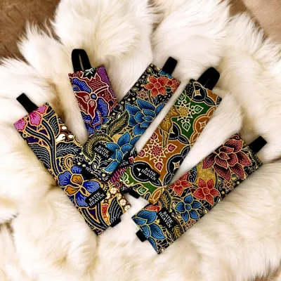 Premium Batik Elastic Bookmark with Colorful Fabric Accent