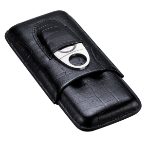 Perjalanan kulit kes Humidor Holder 3 Tube dengan Cutter Set hadiah baru
