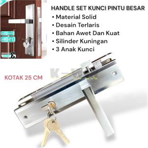 set Handle Pintu/gagang pintu 25cm BESAR Kotak Flat silver chrome