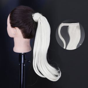 NBANLIKE Nhún lại Tóc giả đuôi ngựa hơi xoăn dài Tổng hợp 18 inch Tóc giả kiểu đuôi ngựa Phụ kiện tóc Lông xù Tóc giả đuôi ngựa quấn quanh dành cho phụ nữ