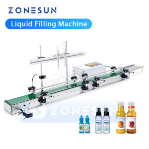 ZONESUN ZS-DPYT200L เครื่องบรรจุของเหลวอัตโนมัติ 2 หัว ขนาด 5-500 มล. พร้อมสายพานลำเลียงที่ยาวขึ้น