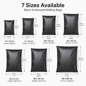 Black Self-Adhesive Courier Pouches - Durable Plastic Mailing Bags for Shipping in Multiple Size