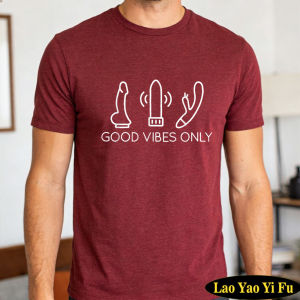 [Local Stock] HBESTY  GOOD VIBES ONLY Cotton Crew Neck Short Sleeve Men Summer Tee Minimal Adult Toy Line Graphic Humor Casual Tees