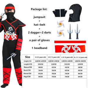 Boys Ninja Deluxe Costume for Kids Cosplay Halloween Birthday Party Dress {Black(5-14 years old)}