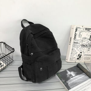 Tuanred Lightweight Canvas Bookbag for Teens Purple/Green/Black/Khaki Multi-pocket Backpack for Female Teenage Girl Backpack