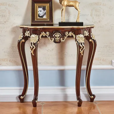 17vm American Style Entryway Cabinet Table Against Wall European Style Light Luxury Style Hallway Luxurious Semi-Circular Storage Rack New Chinese Style Sideboard Altar Table 4P7K1