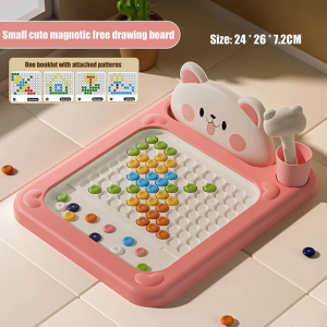 OSSDE Magnetic Dots Drawing Board for Kids Montessori Learning with Magnetic Beads Cards and Stylus