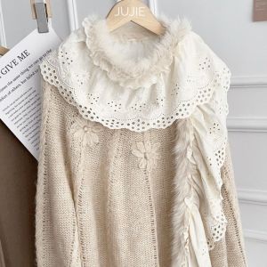 DRESSPLUS Y2k Lace Scarf Spicy Girl Thicken Winter Scarves Sweet Korean Style Plush Shawl Women/Men