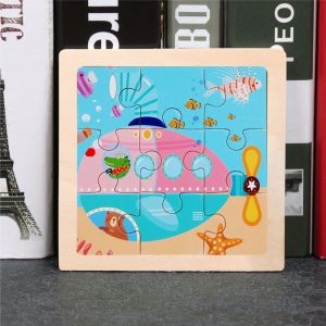 MKS Mini Puzzle Kayu Edukatif Keluarga - Mainan Anak Jigsaw Bentuk Kubus - Rekomendasi Usia 3-6 Tahun - Warna-warni MK125