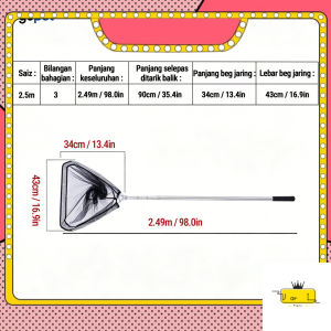 (Variety Vault) Aluminum Alloy Retractable Fishing Line Tier Net Telescoping Foldable Landing Net Pole Folding Peringkat Tali Pancing