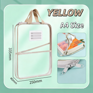 A4 PVC Handbag 3 Layers Bag Mesh File Bag Book Storage Bag Paper Organizer Tote Bag Document Pouch