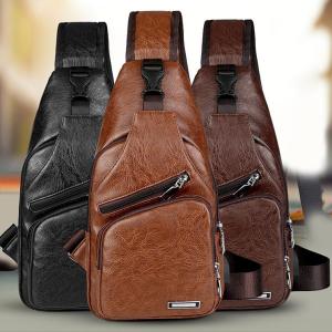 Túi đeo chéo nam phong cách Hàn Quốc tích hợp khe cắm USB thông minh/ Túi chéo nam da PU bền đẹp với thời gian