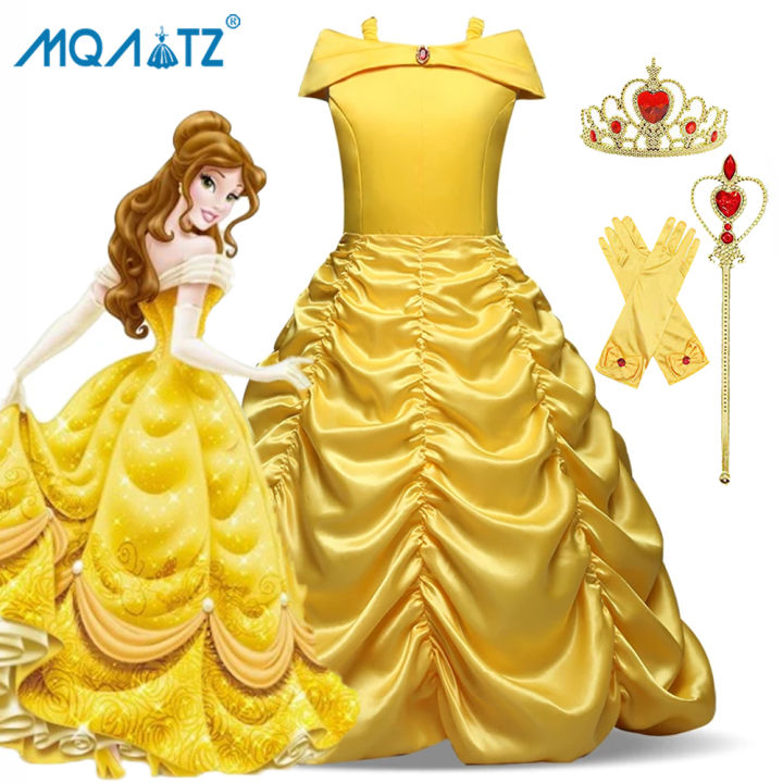 MQATZ Beauty And The beast Belle Princess Dress Cosplay Belle