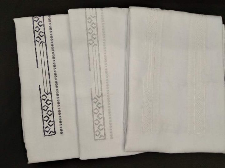 PRECUT EMBROIDERED FABRIC Gusot Mayaman (#010-I) White | Lazada PH