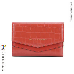 LIKEBAG Women Short Tri-fold Wallet with Coin Purses