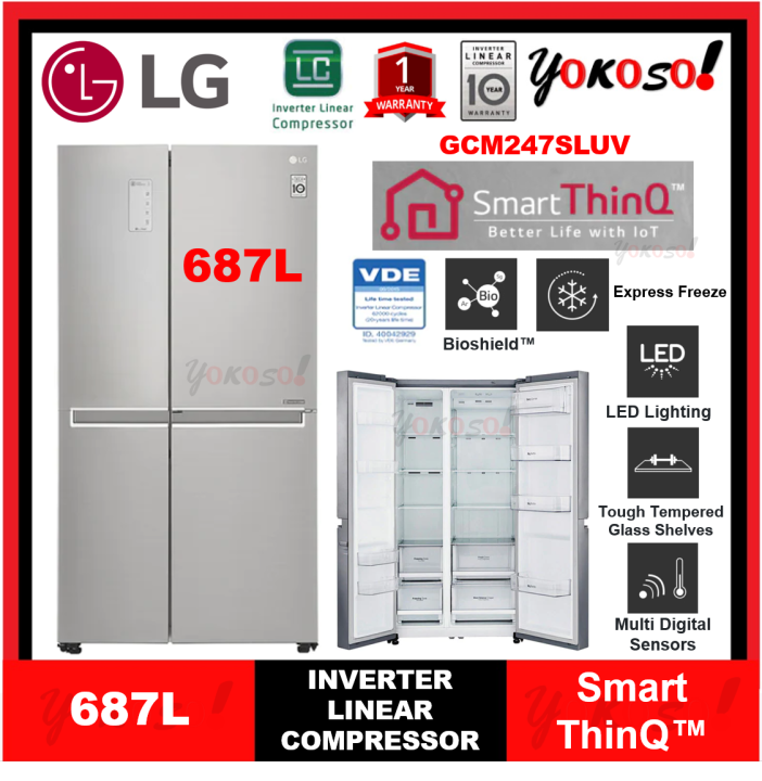 LG GCM247SLUV 687L SidebySide Refrigerator with New DoorinDoor