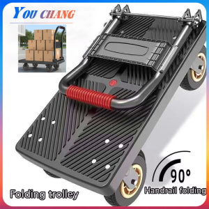63X47CM folding trolley trolley Rubber wheel Ultra-quiet 4 wheel trolley Multi-function trolley organizer