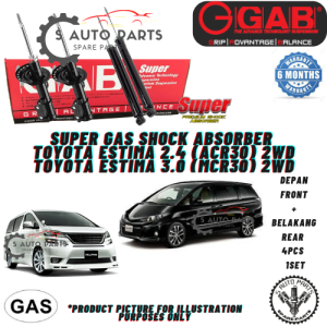 TOYOTA ALPHARD ANH20 / GGH20 / TOYOTA ESTIMA ACR50 (FRONT 2PCS REAR 2PCS) 100% ORIGINAL (GAB) SUPER GAS SHOCK ABSORBER