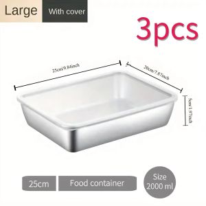 Stainless Steel Organizer Crisper Fresh-Keeping Storage Box with Lid Seal Freezer Food Container Bekas Simpan Makan