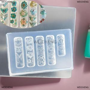 [COD] WEICHENG Flower Peacock 3D Silicone Nail Mold Chinese Style Relief Transparent Template Manicure Design Tools DIY Nail Art Decoration