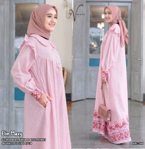 Baju Muslimah Model Gamis Daily Elin Maxi Dress Bahan Katun Bordir Premium | GOODSAJI HIJABSTUFF
