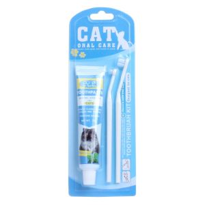 Pet Toothpaste Toothbrush Set Cat Dog Oral Cleaning Vanilla Toothpaste Kit Dental Care Pet Supplies Berus Gigi Kucing