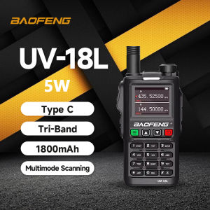 BaoFeng UV-18L Walkie Talkie Portable LCD 999CH 20KM Long Range 5W Tri-Band FM Two Way Radio Handheld Type-C Charger