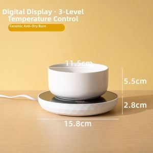 OUTOPEN Cartoon Pet Heated Water Bowl Ceramic Intelligent Temperature Adjustable Thermostatic Water Container Universal Non-slip Cat Insulated Water Bowl Home
