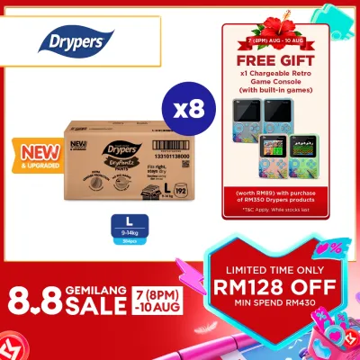[Upgraded] Drypers DryPantz Baby Diaper M58/L48/XL42/XXL36 (8 packs) - Bubble Soft Fit Waist Baby Pants