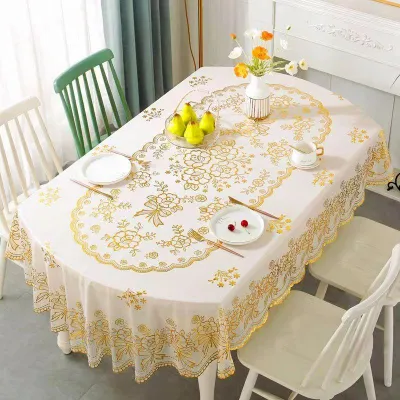 Taplak Meja Oval Ukuran 90x140cm/150x228cm/137x183cm / Taplak Meja Makan Bahan PVC Anti air / Multifungsi Ruang Tamu Anda Taplak Meja
