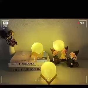 Battery Powered 3D LED Moon Lamp 6cm 8cm Night Light Bedroom decoration Night Lights With Stand Starry Lamp For Kids Women Girl Gift Originality Moon Lamps